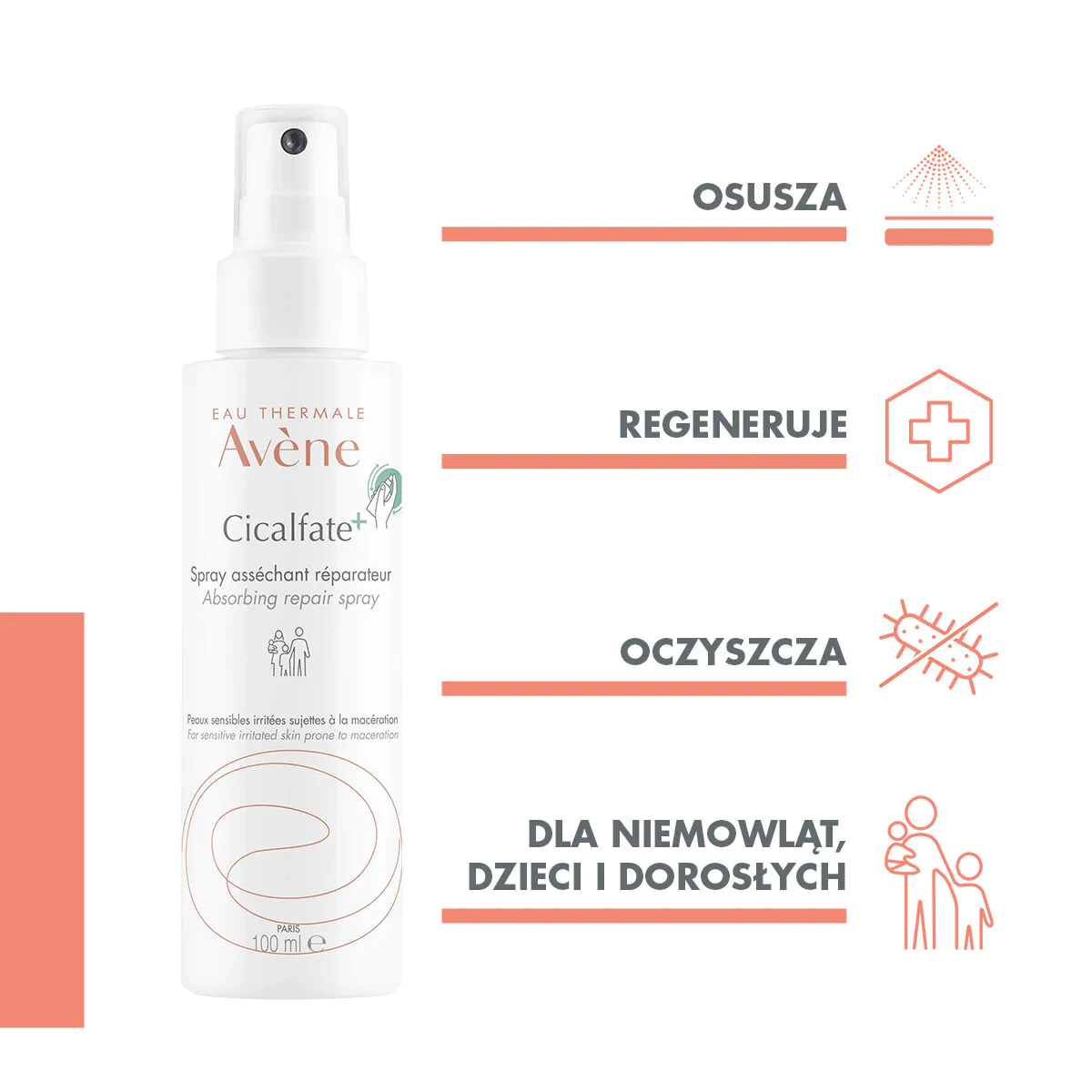 „Avène Cicalfate+“ džiovinamasis regeneruojamasis purškiklis