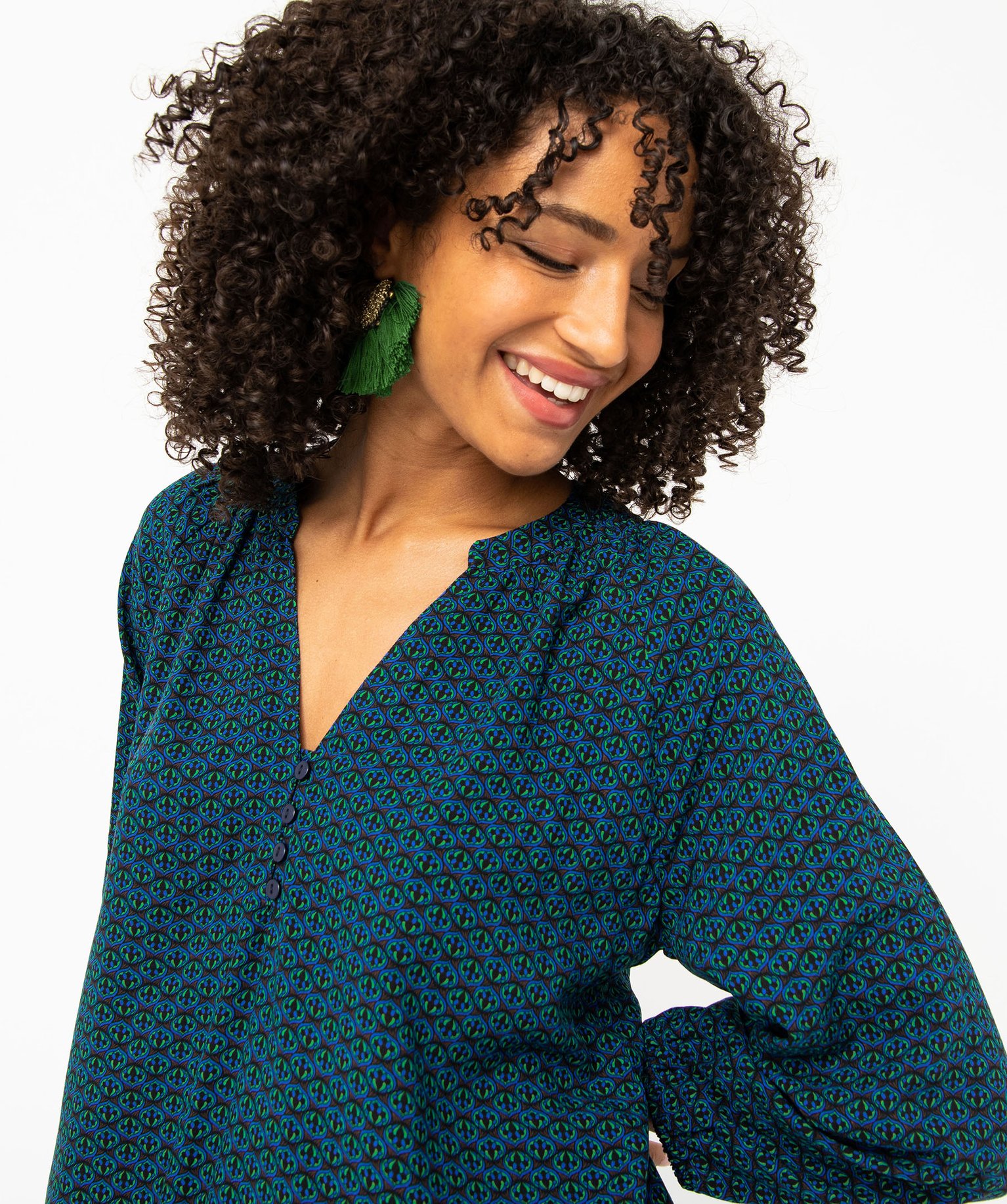 Blouse fluide imprimée à manches 3/4 femme divers | GEMO