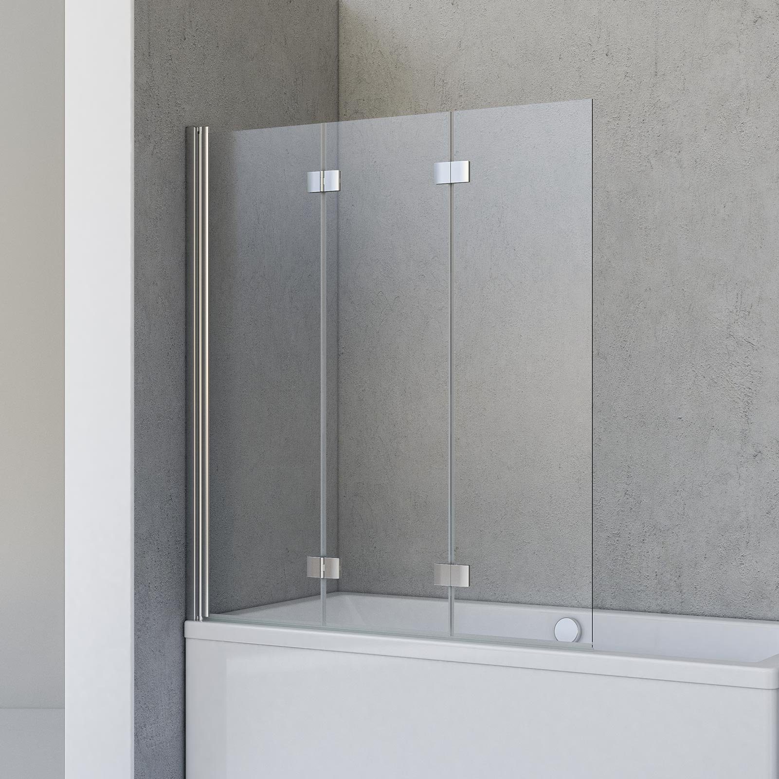Schulte Badewannenaufsatz Valet, 5 mm Sicherheitsglas, (3 tlg), BxH: 130 x 142 cm, inkl. eckige Scharniere