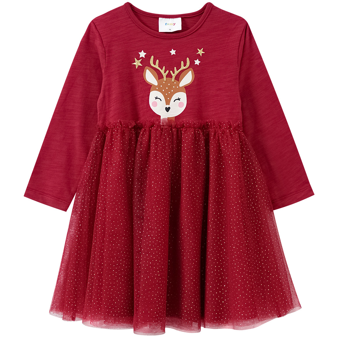 Mädchen Weihnachtskleid mit Tüll rot