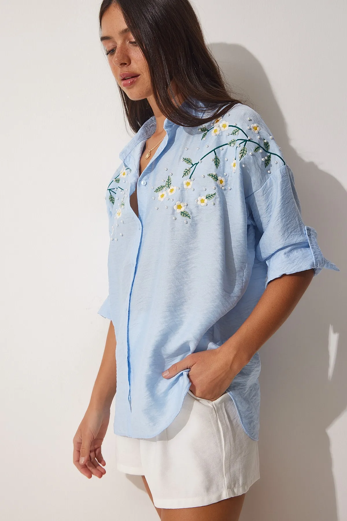 Happiness İstanbul  Hemd - Blau - Oversized