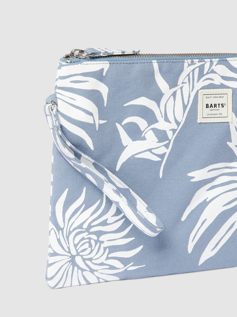 Kosmetiktasche mit Label-Detail Modell 'JUNO' in bleu
