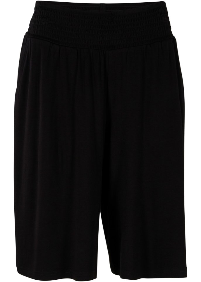 Weite Jersey-Bermuda mit breitem Komfort-Smokbund und Seitentaschen