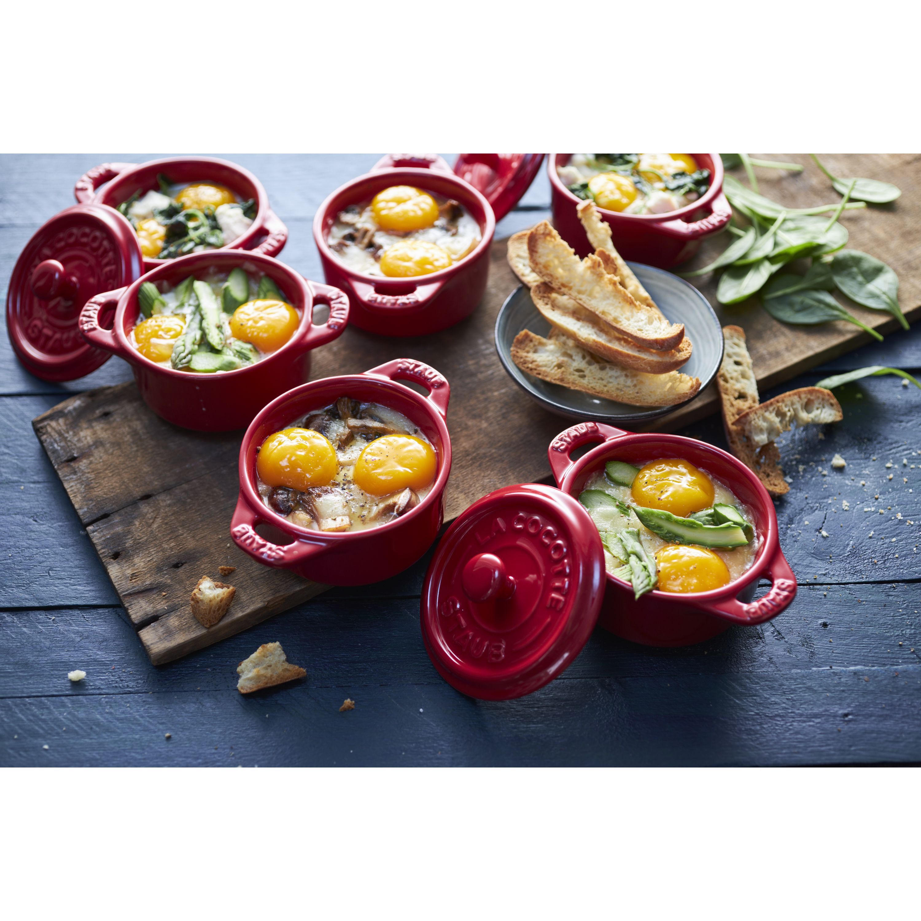 Cocotte Set 4-tlg, rund, Kirsch-Rot, Keramik