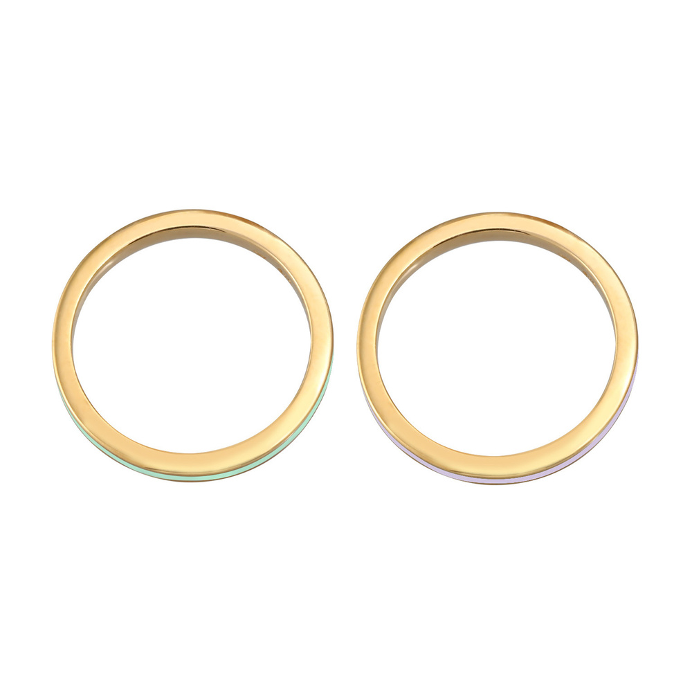 Elli Elli Bague Ensemble de bagues pour femmes - Noir de base avec émail en argent ste Bague