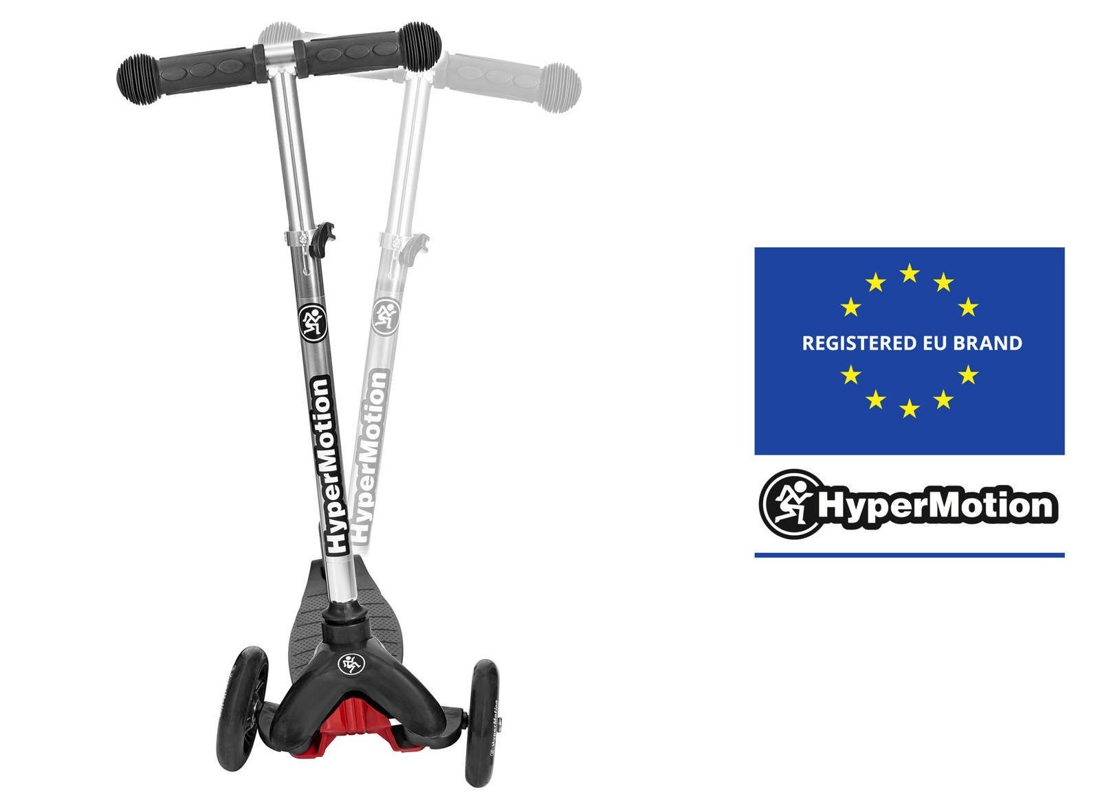 HyperMotion Dreiradscooter 3-Rad Balance-Roller DINO, 3-5 Jahre, LED-Räder, Schwarz