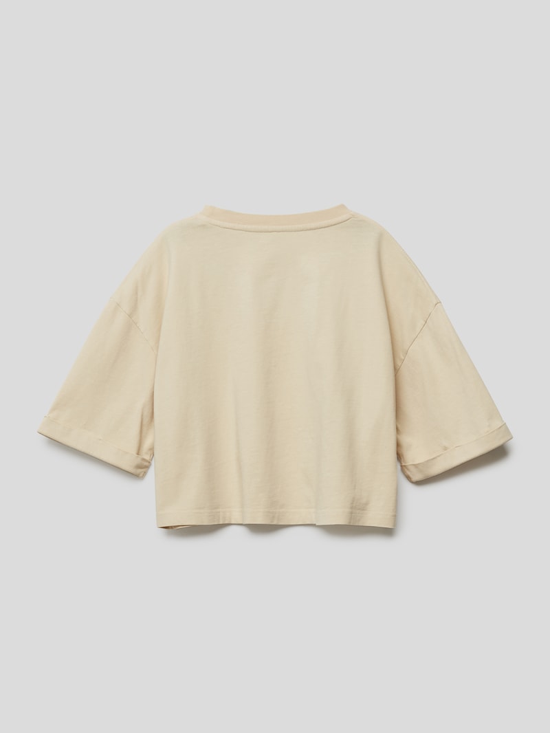 Cropped T-Shirt mit Stitching in hellrosa