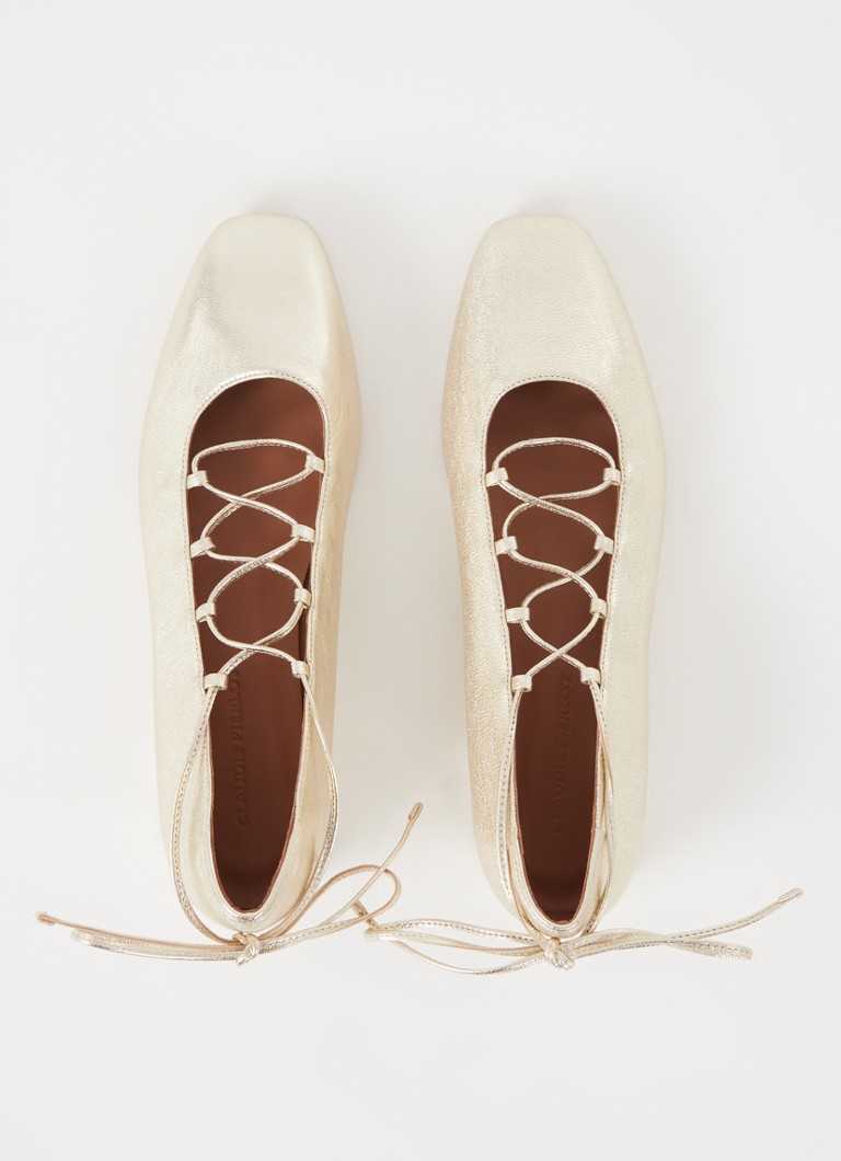 Claudie Pierlot Ballerina van geitenleer met metālisku apdari