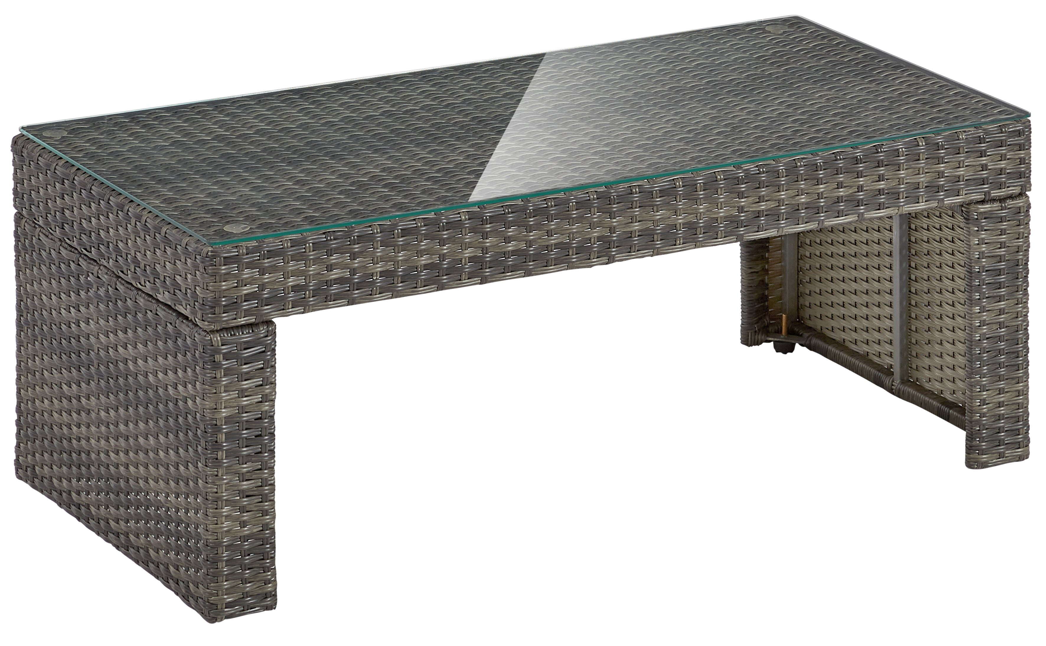 KONIFERA Gartenlounge-Set Parga, (Set, 4-tlg., 2x Sofa, 2x Tisch, Stahl, Polyrattan), verstellbares Kopfteil, inkl. Auflagen