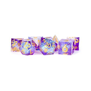 Handcrafted Sharp Edge Resin Dice Set: Royal Geode (7)