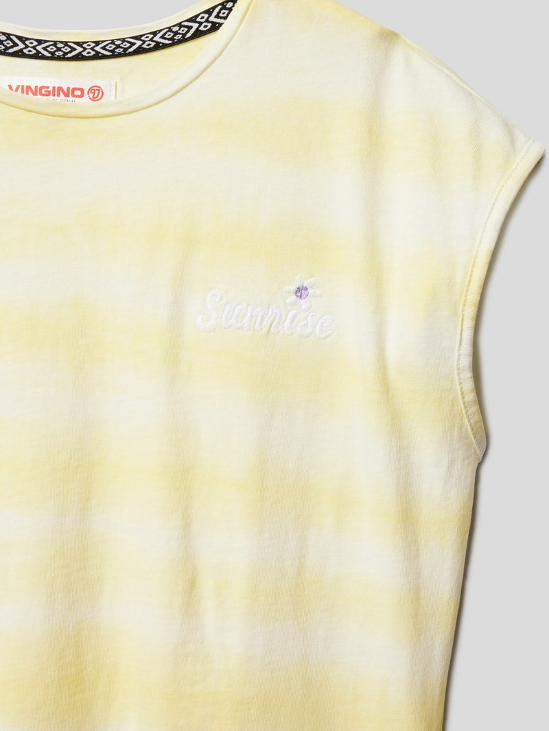 T-Shirt mit Streifenmuster in gelb