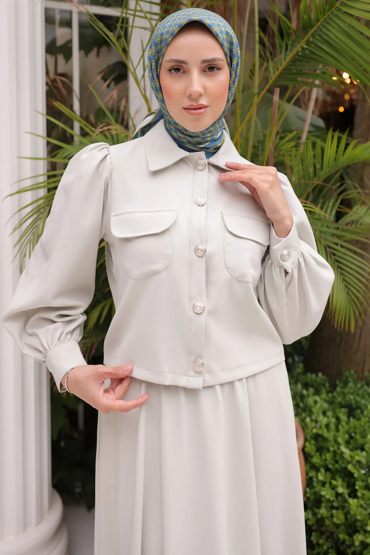 benguen  Hijab-Anzug mit Rock für Damen 2091 Steinfarbe