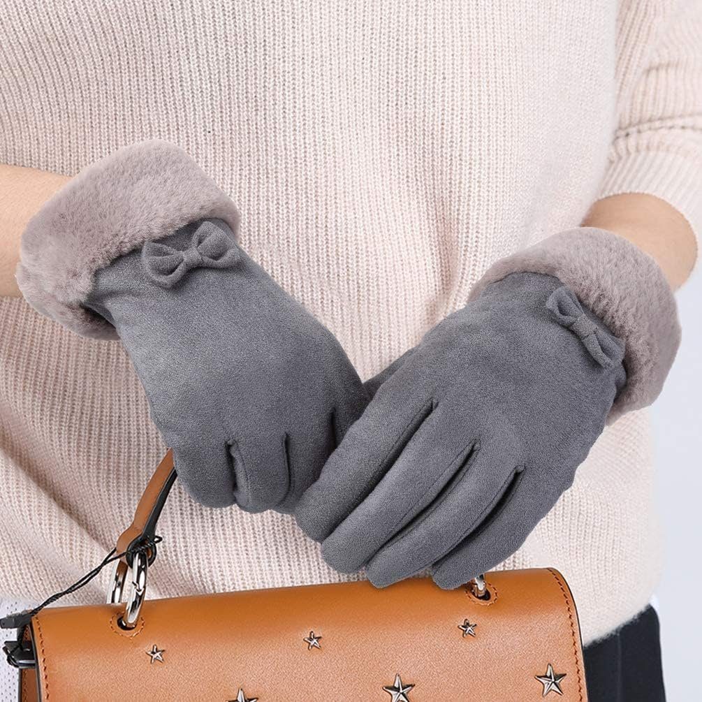 OOPOR Lederhandschuhe Damen- & Laufhandschuhe - Warm, wasserdicht, touchscreenfähig (Komplett-Set, 1 Paar WIldlederhandschuhe) arm, wasserdicht, touchscreenfähig - optimal für Outdoor-Aktivitäten.
