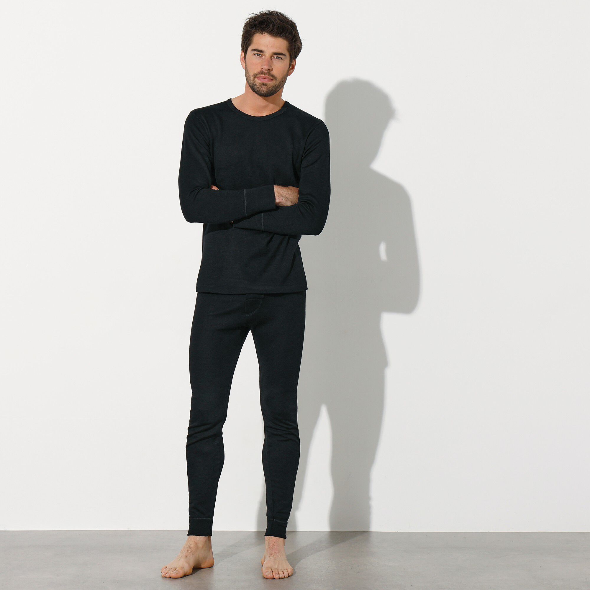 T-shirt col rond tricot double face ligne chaude