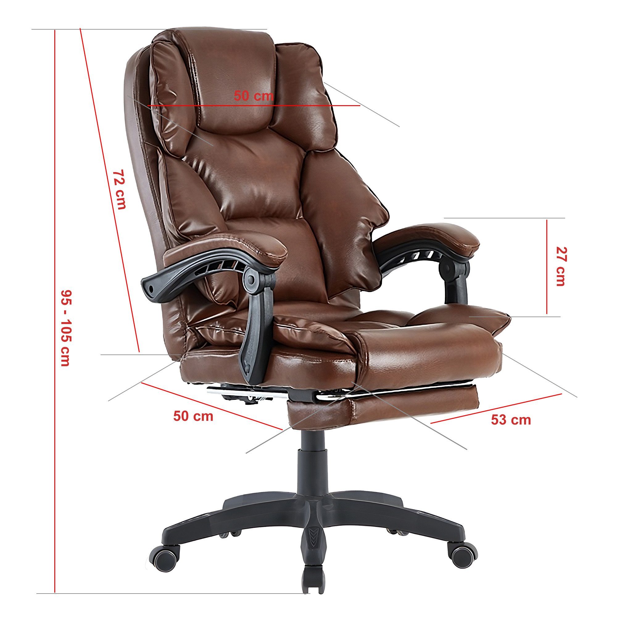 TRISENS Chefsessel Rafael (1 Stück), Bürostuhl mit extra Polsterung Home Office Chair im Lederoptik-Design