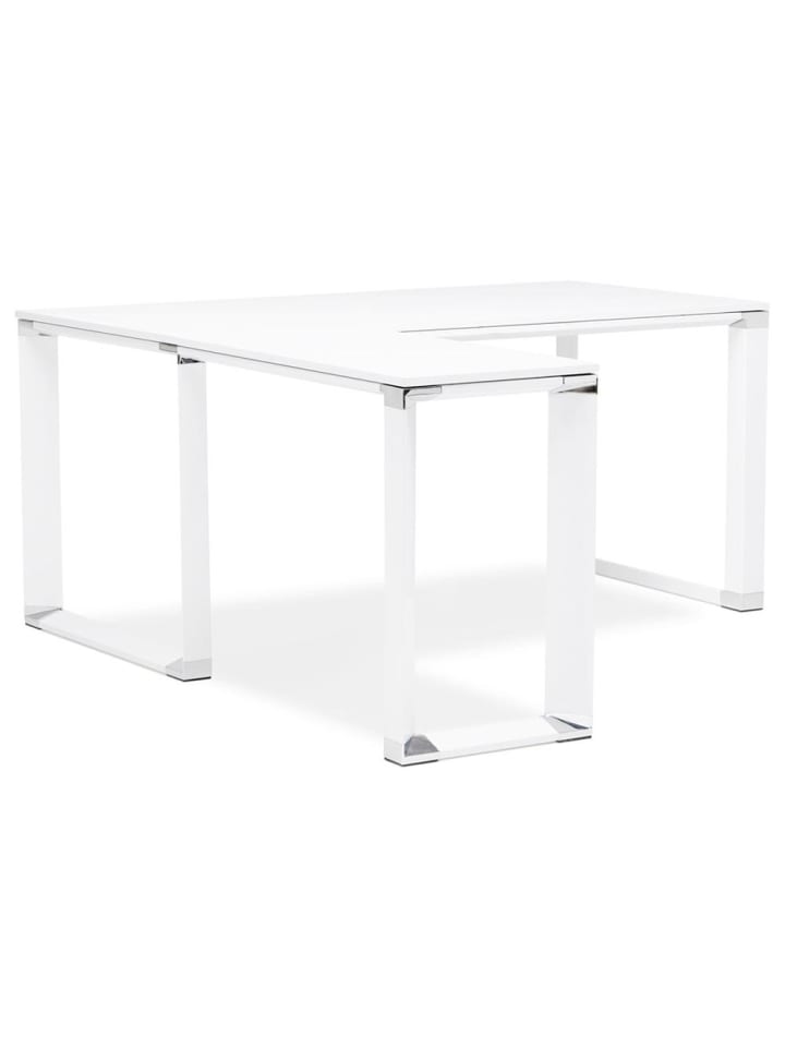 KADIMA DESIGN Eckschreibtisch 170x160 cm platzsparend funktional, Holz & Metall in Weiß günstig kaufen