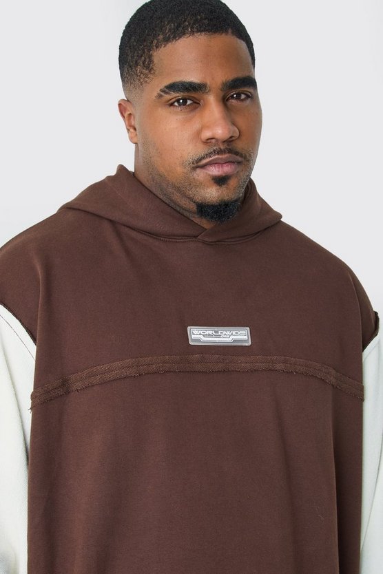 Plus Oversize Hoodie mit rohem Saum