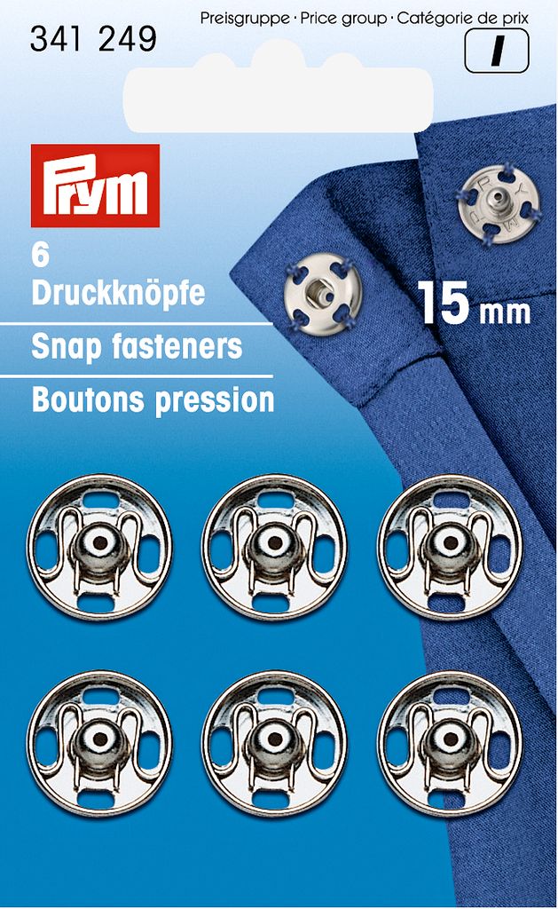 Silberne Druckknöpfe 15 mm 6 Stück.