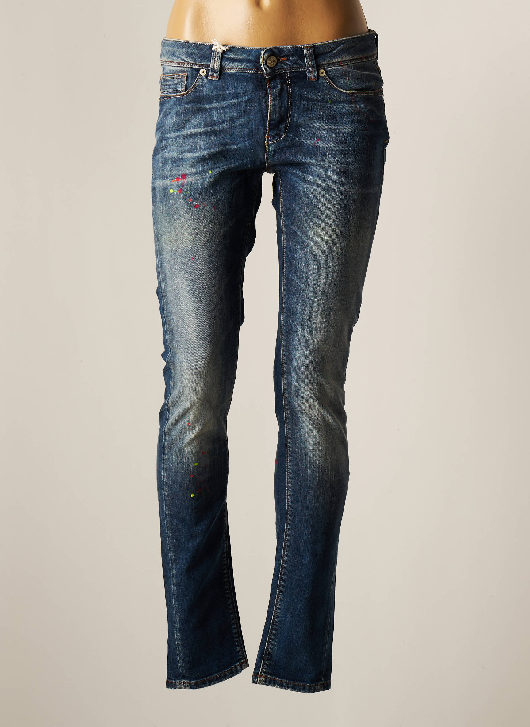 Idenim Jeans Coupe Slim Femme couleur bleu