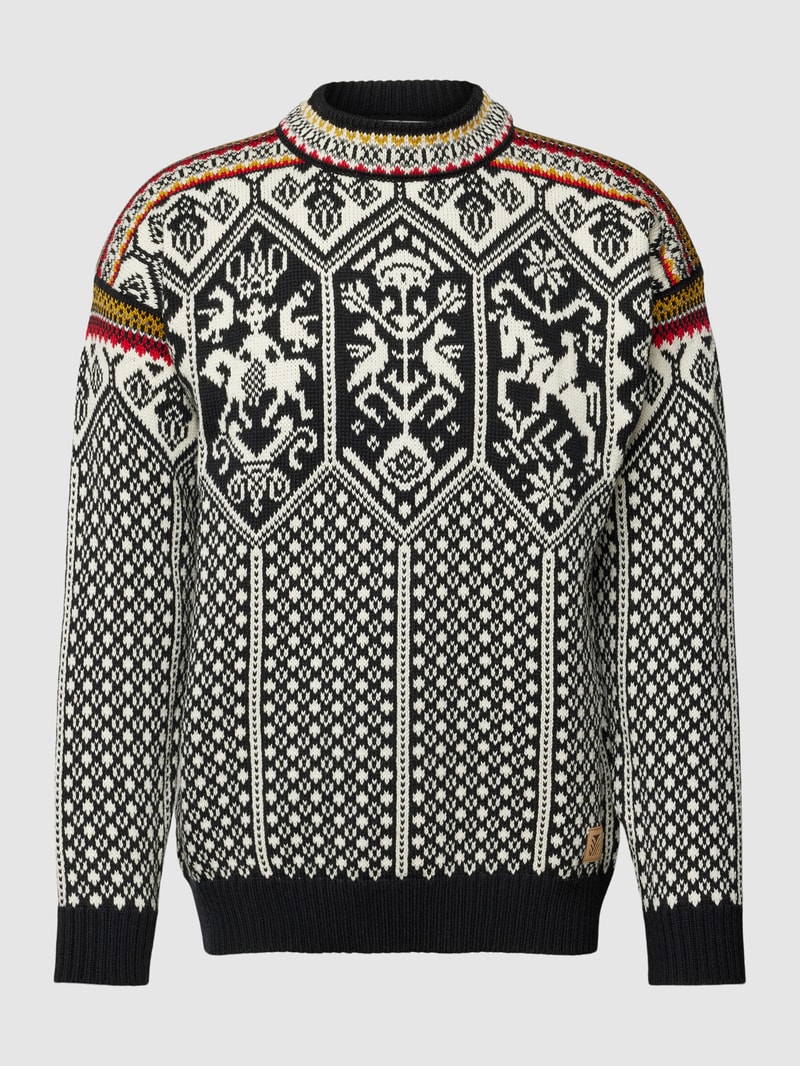 Wollpullover mit Stehkragen in schwarz