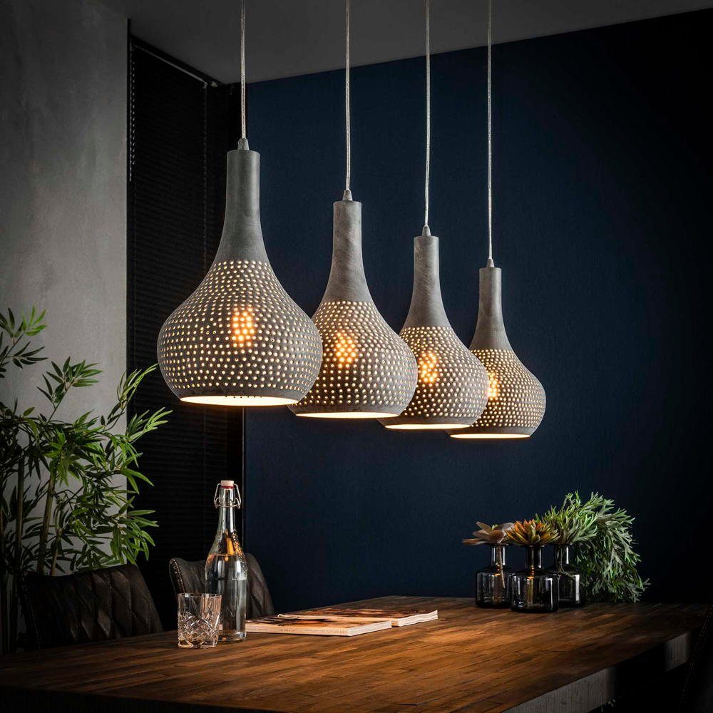 famlights Hängeleuchte, Pendelleuchte Nela aus Metall in Grau 4xE27, keine Angabe, Leuchtmittel enthalten: Nein, warmweiss, Hängeleuchte, Pendellampe, Pendelleuchte
