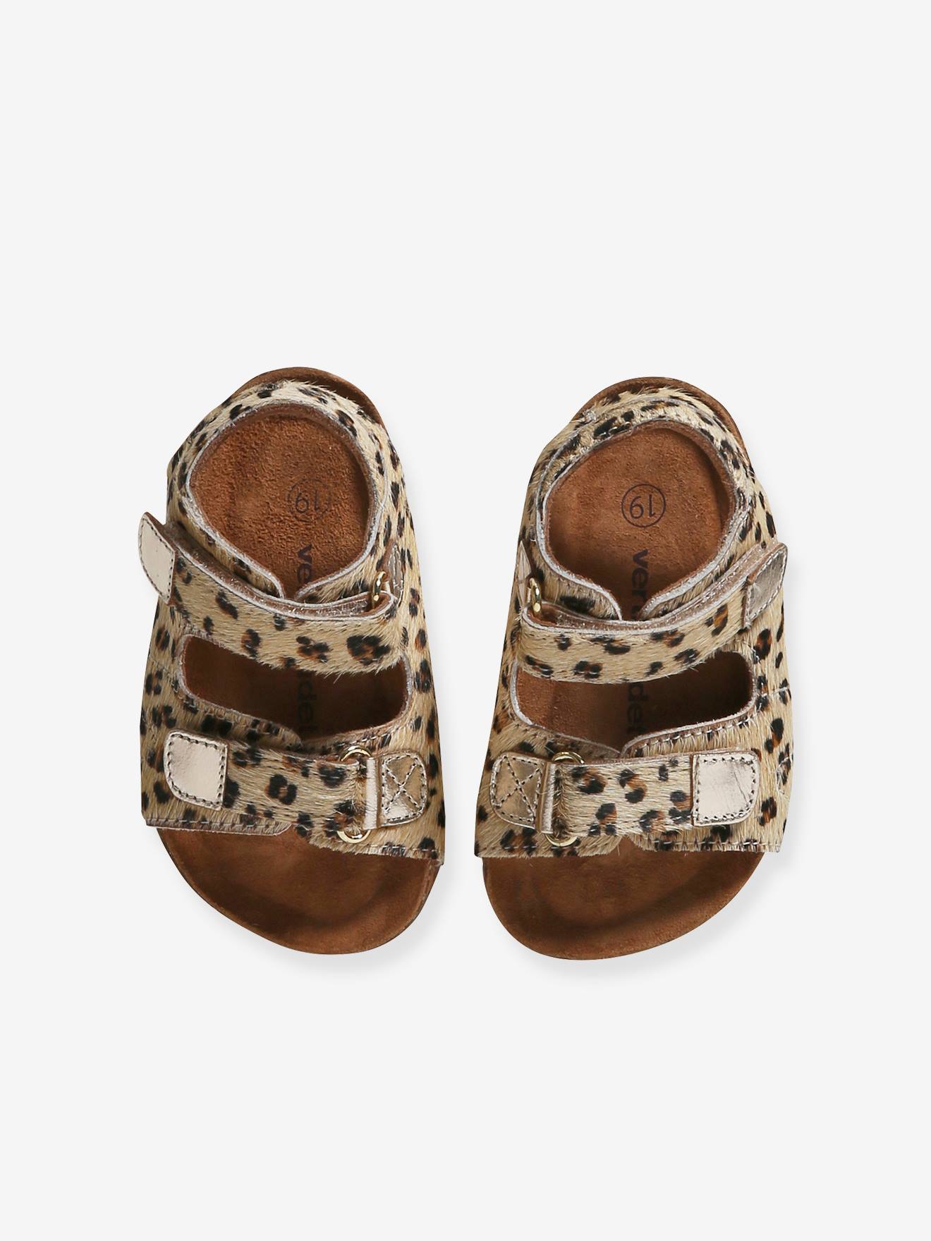 Vertbaudet Baby Sandalen mit Klettverschluss - beige bedruckt