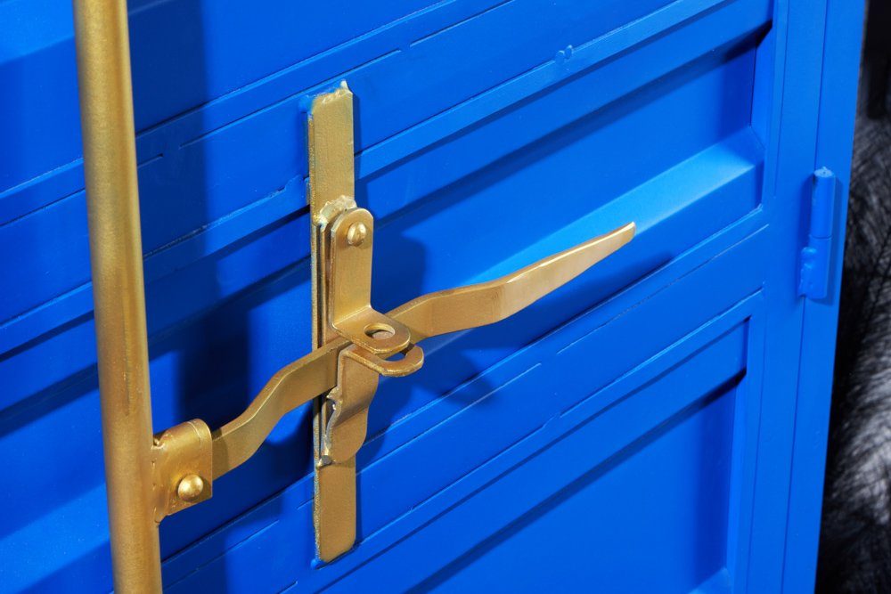 riess-ambiente Barschrank GLOBETROTTER 180cm blau / gold (Einzelartikel, 1-St) Wohnzimmer · Metall · für Alkohol · Küche · Container · Industrial