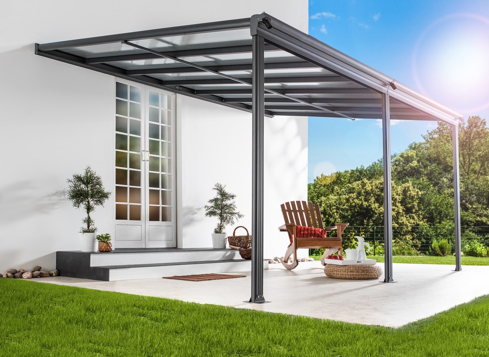 HC Garten & Freizeit Terrassenüberdachung-/ Terrassendach Veranda, 618 x 303 x 258 cm - Anthrazit