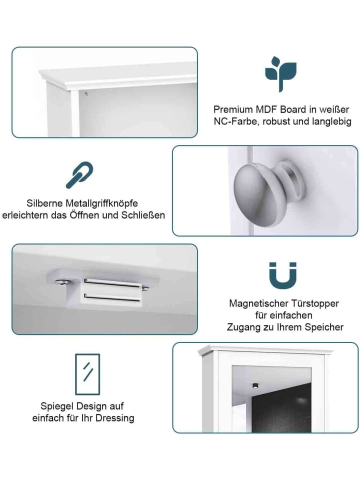 COSTWAY Spiegelschrank in Weiß günstig kaufen 34 cm