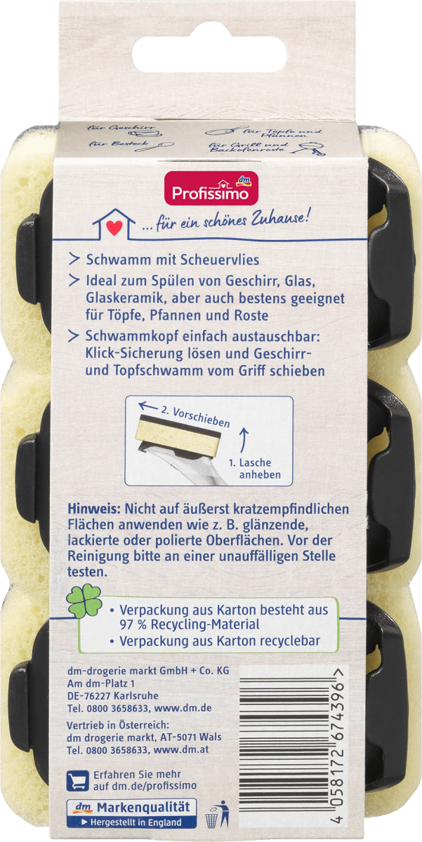 Geschirr- und Topfschwämme für Spülmittelspender, 3 St