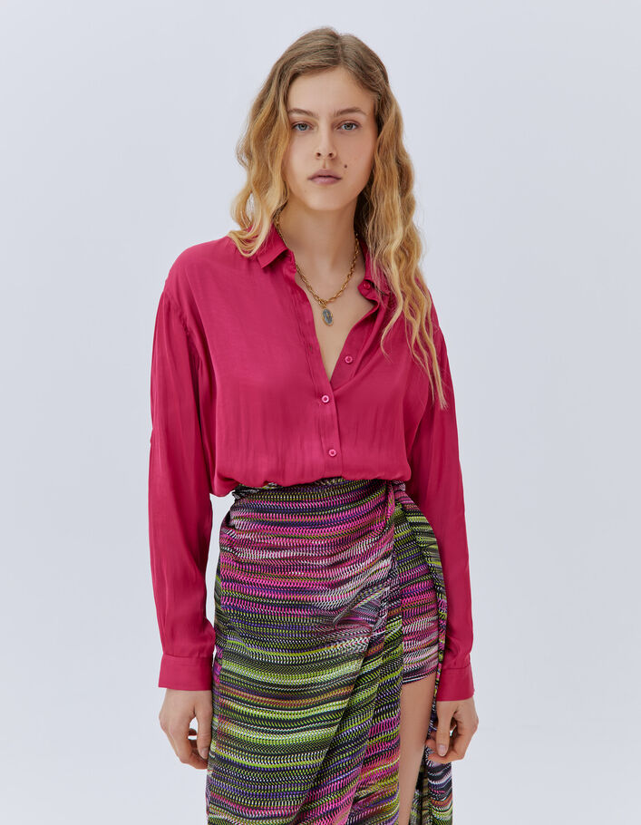 Chemise fushia avec visuel clouté dos femme