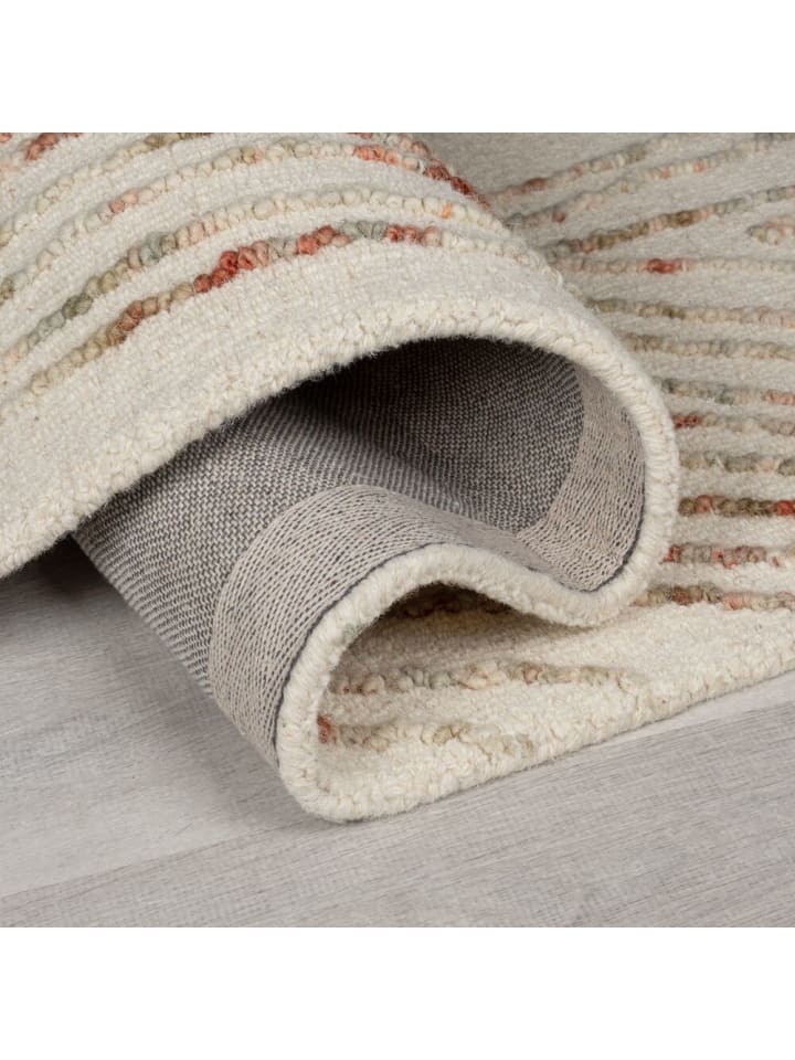 KADIMA DESIGN Handgetufteter Wollteppich in natürlichen Tönen in Natur-Orange günstig kaufen