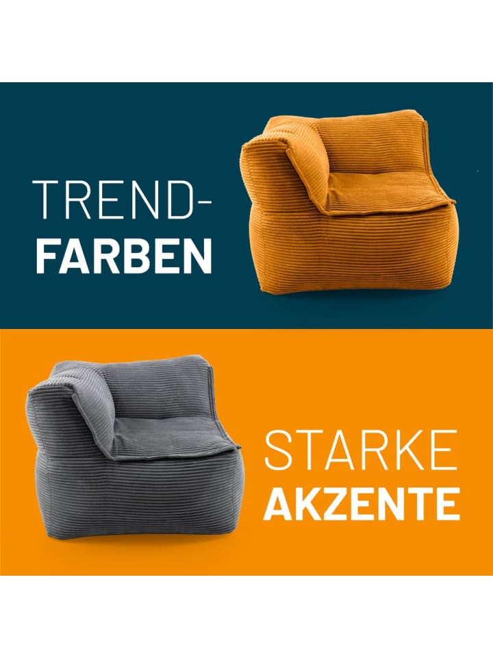 Lumaland LUMALAND Modulares Eckteil rechts aus der Cord-Reihe, 81x81x70 cm - Bezug soft & günstig kaufen onesize