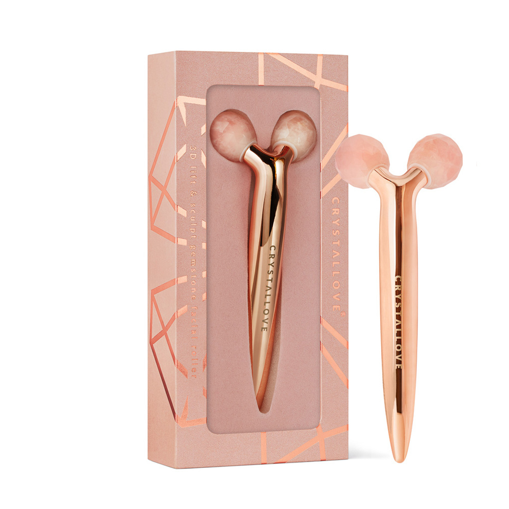 crystallove CRYSTALLOVE 3D lift rose quartz roller