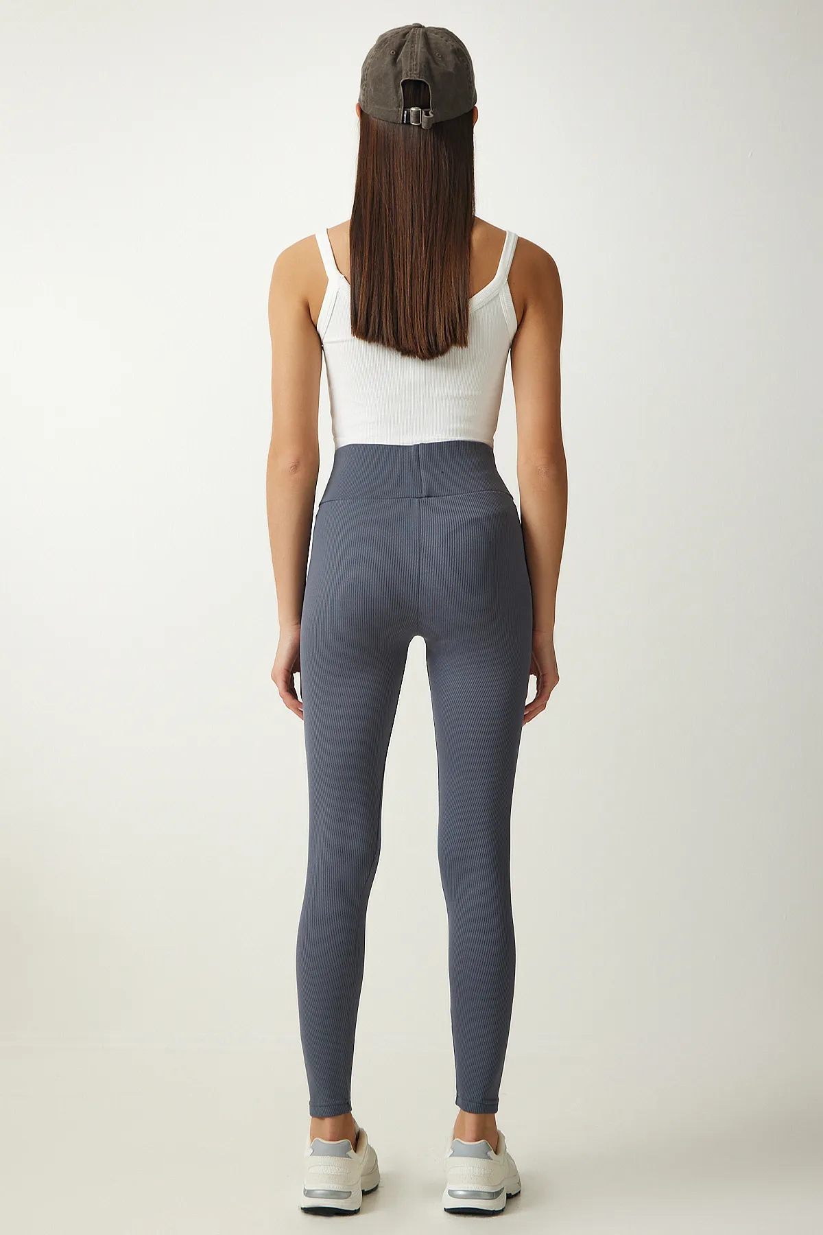 Happiness İstanbul  Graue Wickelstrumpfhose mit hoher Taille für Damen HW00003