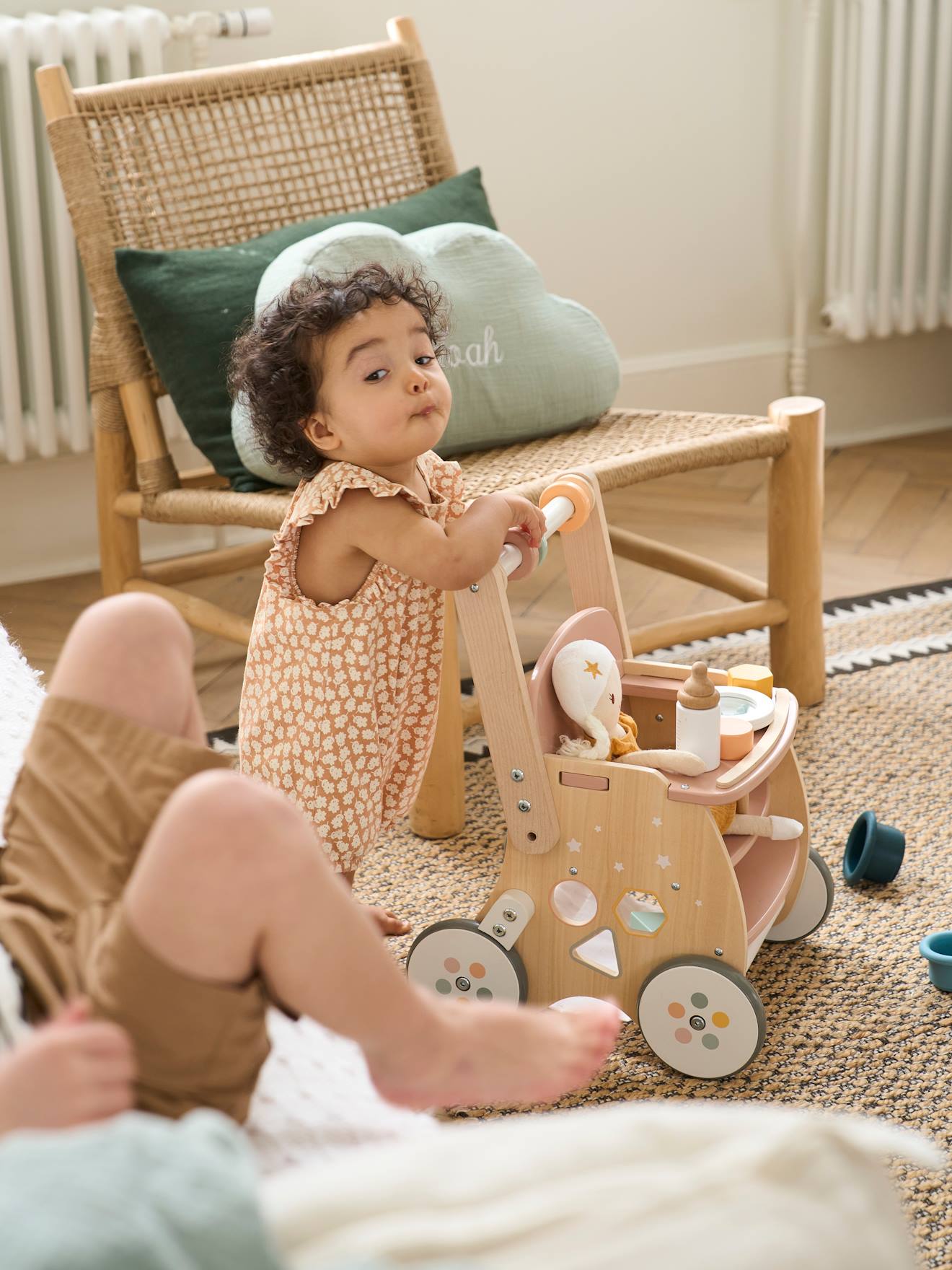 Chariot de marche poussette en bois FSC® vert