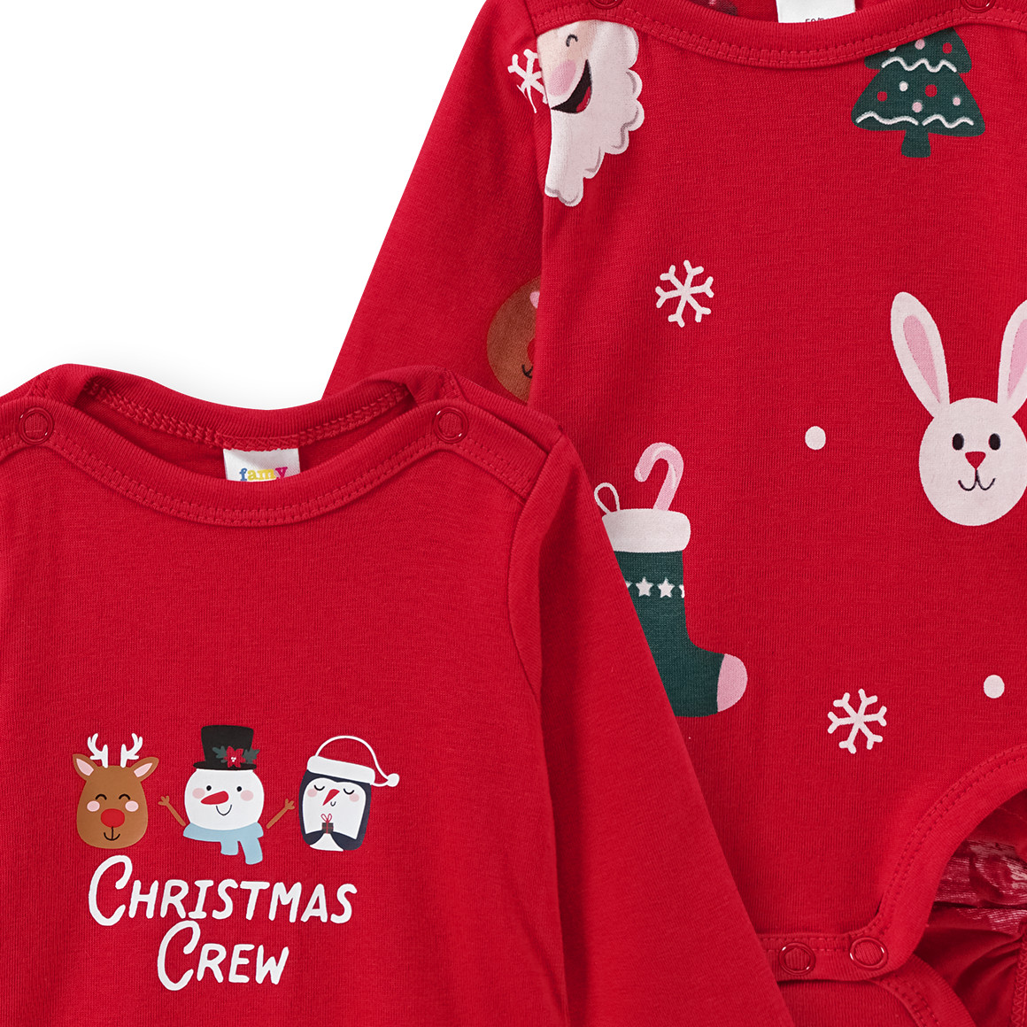 2 Baby Weihnachtsbodys im Set rot