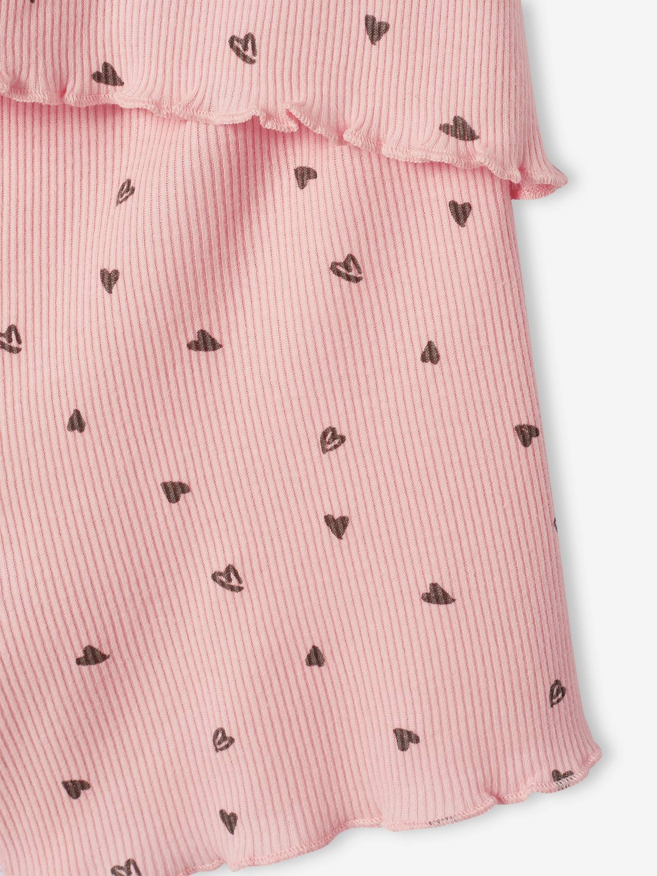Lot de 2 pyjashorts fille imprimés en maille côtelée rose poudré