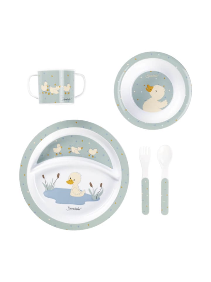 Sterntaler Geschirrset Ente Edda, mit Henkeltasse, Teller, Schale und Besteck, steingrün günstig kaufen onesize