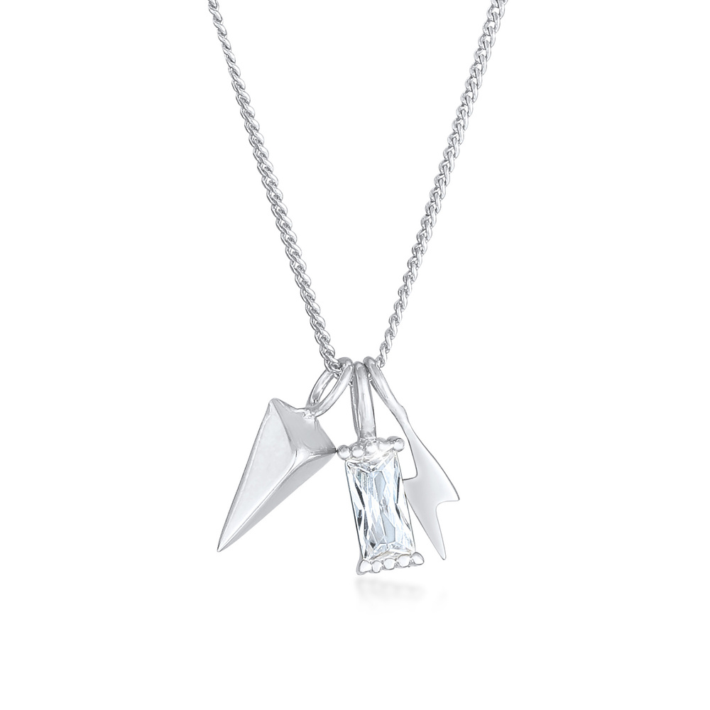 Elli Elli Collier Pendentif femme rectangle flèche de foudre avec cristaux de zircone  collier
