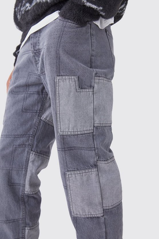 Tall lockere Patchwork Jeans