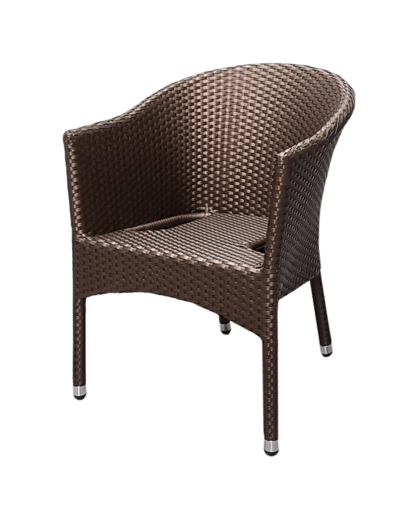 Konway Stapelstuhl LUGANO (4 St), 4x KONWAY® LUGANO Stapelsessel Mokka + Kissen Polyrattan Sessel