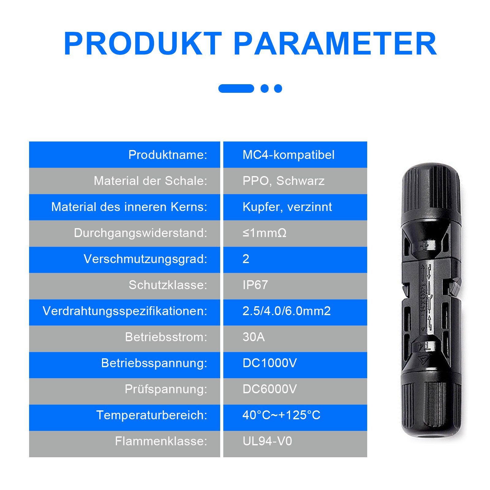 PFCTART Solarmodul MC4 Solarstecker,Stecker, Anschluss, Abdichtung, 5 Paare, (5-St)