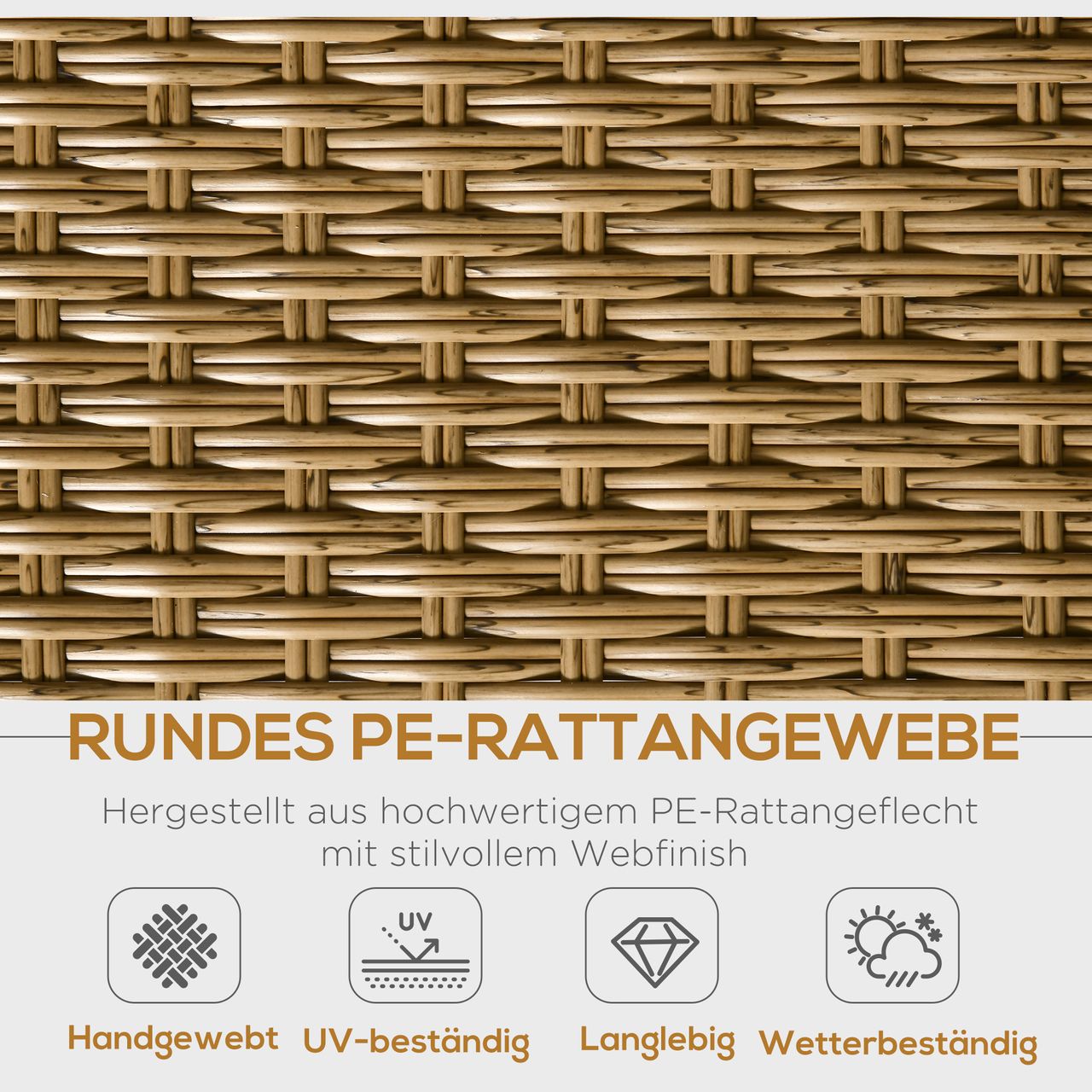 Outsunny Polyrattan Gartenmöbel Set 5-teiliges Rattensofa-Set Sitzgruppe Sitzgarnitur für Pause Lounge Teetisch mit Sofa Kissen Aluminium Natur
