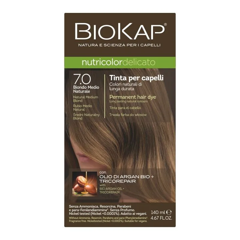 Βαφή μαλλιών Biokap Nutricolor Delicato, 7.0 Medium Blonde