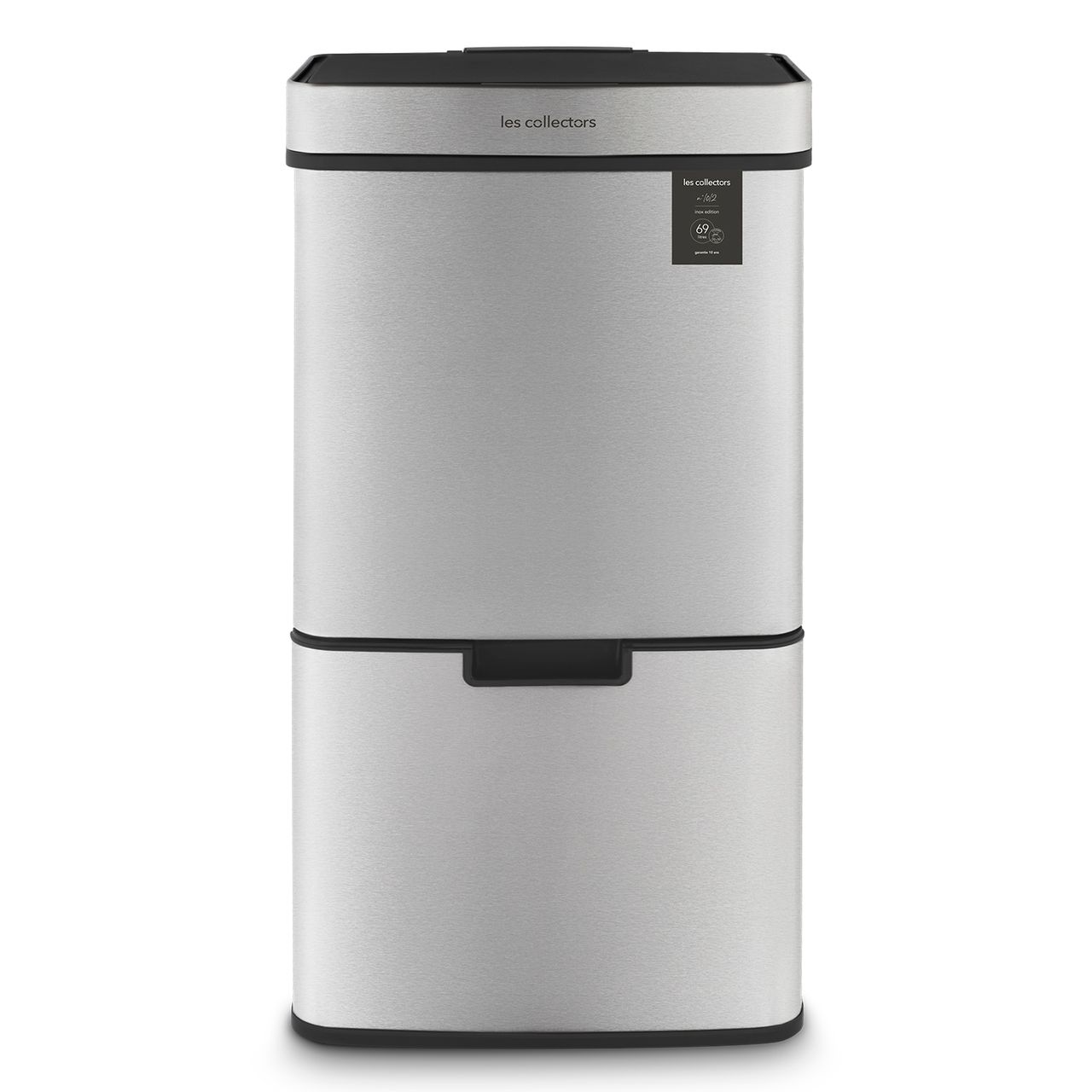 Les Collectors Sensormülleimer Gebürsteter Edelstahl N°1012, Fassungsvermögen 69L, 3 Fächer (47 11 11L), Automatische obere Öffnung, Infrarot-Erkennungssystem, Leise Schließung, Design