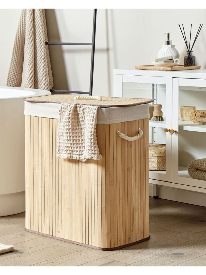 Beliani Wäschekörbe KANDY in Heller Holzfarbton - (W) 50 x (H) 60 x (L) 30 cm günstig kaufen onesize