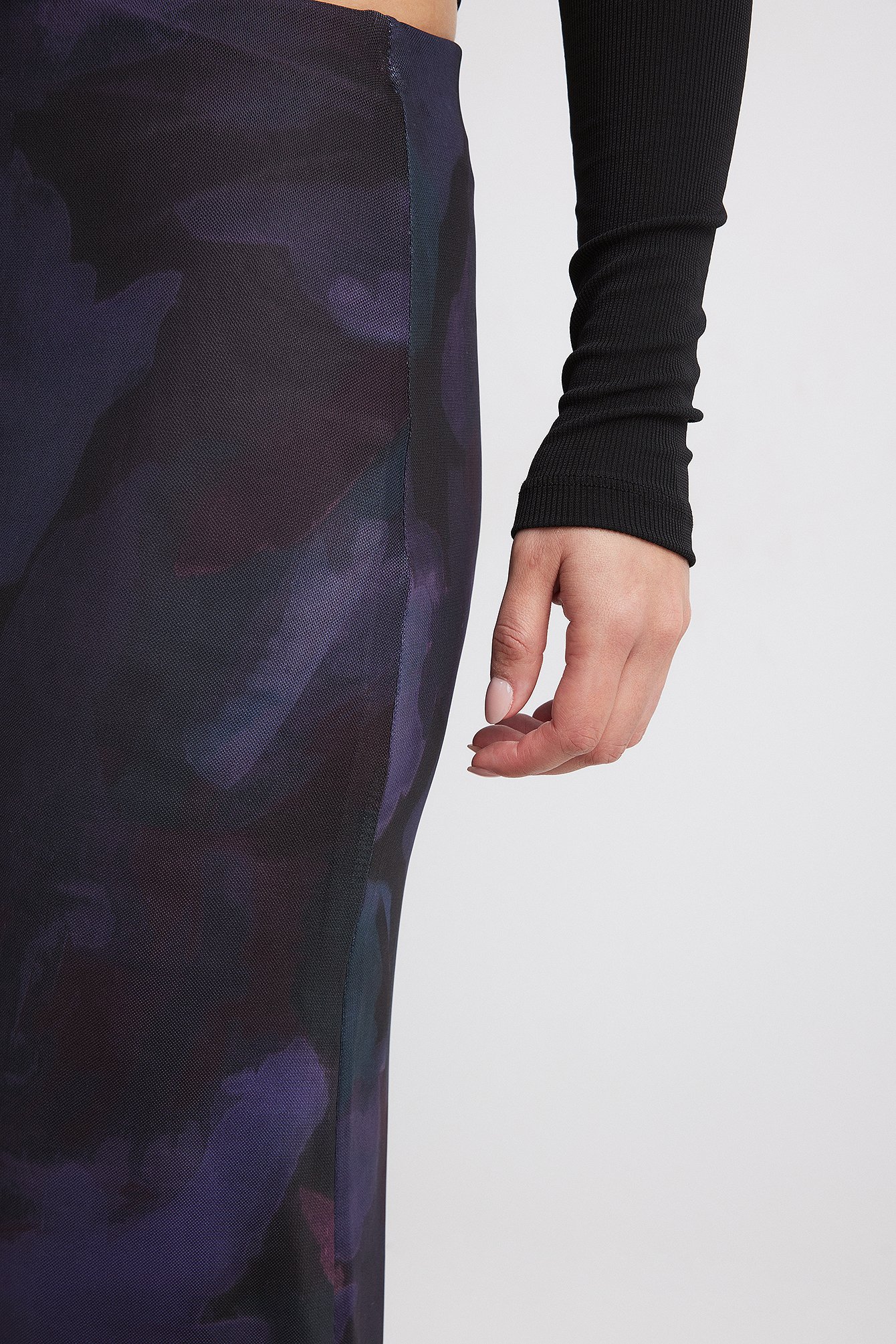 Mesh-Maxirock mit niedriger Taille