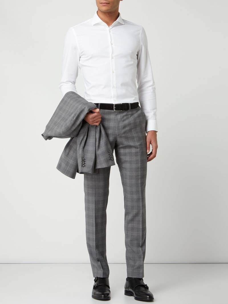 Slim Fit Business-Hemd mit Haifischkragen in weiß
