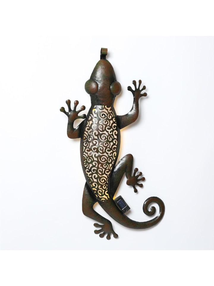 MARELIDA LED Solar Wanddekoration GECKO in braun - H: 72cm günstig kaufen onesize